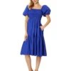 Vince Camuto Smocked Puff Sleeve Flounce Midi | Dresses