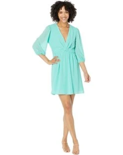 Vince Camuto Chiffon Twist Front Balloon Sleeve Fit-and-Flare | Dresses