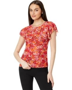 Vince Camuto Crew Neck Blouse W Ruffle Sleeves | Shirts & Tops