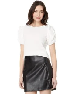 Vince Camuto Crew Neck Gathered Puff Sleeve Blouse | Shirts & Tops