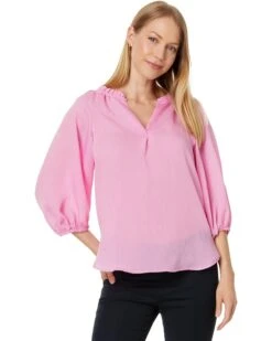 Vince Camuto Raglan Puff Sleeve Blouse W/ Ruffle Neck | Shirts & Tops