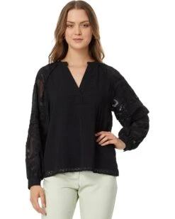 Vince Camuto V-Neck Combo Long Sleeve Blouse | Shirts & Tops