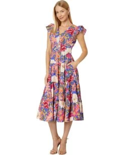 Vince Camuto Floral Smocked Waist Midi | Dresses