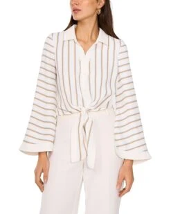 Vince Camuto Tie Front Button Up Collared Blouse | Shirts & Tops