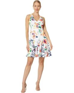 Vince Camuto Printed Scuba Fit-and-Flare with Combo Godets | Dresses -Shoe Trend Shop 71YIbUzOZlL. AC SR736920