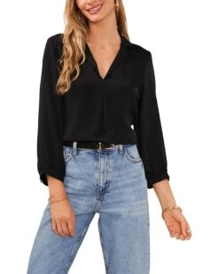 Vince Camuto Collared Long Sleeve Blouse With Shirtale | Shirts & Tops