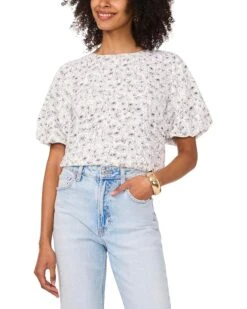 Vince Camuto Crew Neck Blouse With Puff Sleeve | Shirts & Tops